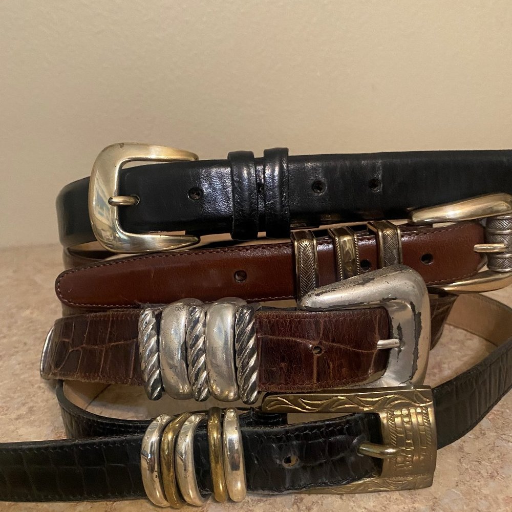 FOUR LEATHER BELTS
